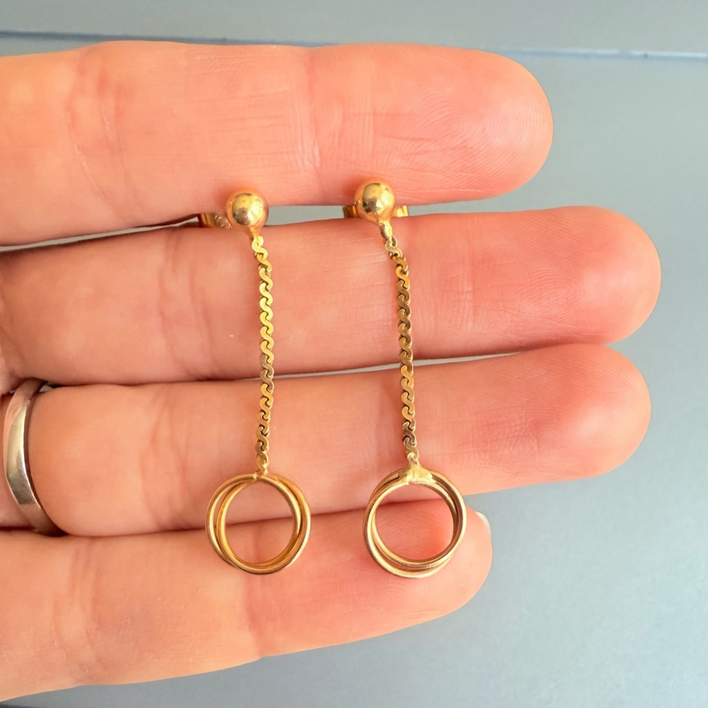 14k Solid Gold Trinity Interlinked Infinity Circl… - image 2